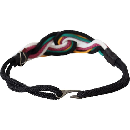 Costume National Multicolor Rope Leather Rustic Hook Buckle Belt