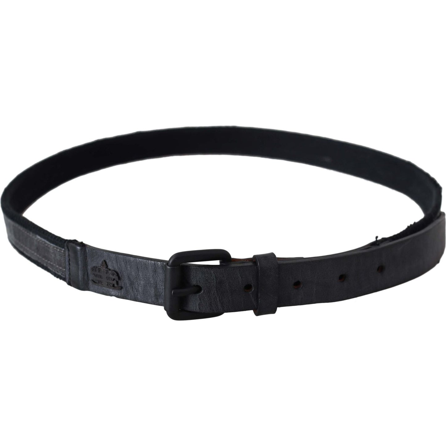 Ermanno Scervino Black Leather Logo Buckle Waist BEL8135-95