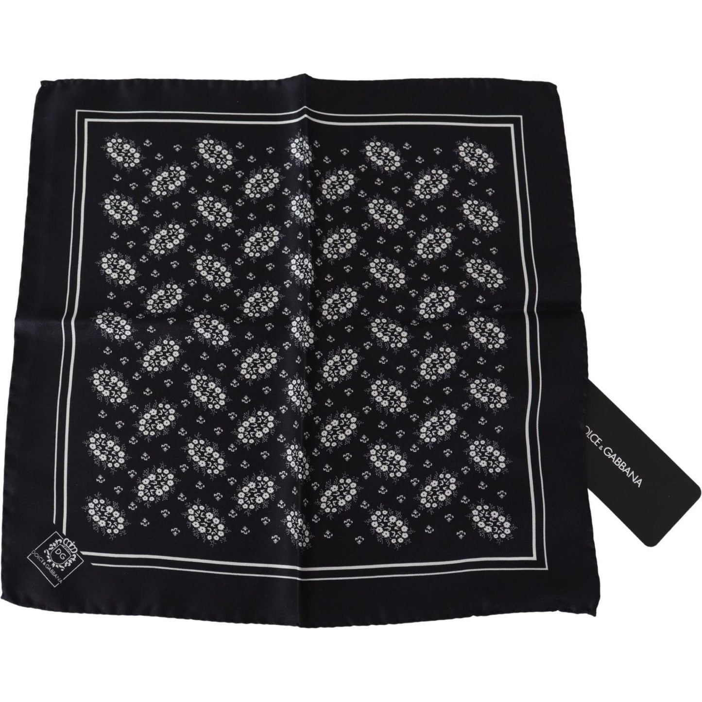 Dolce & Gabbana Black Patterned Square Scarf Silk Handkerchief Dolce & Gabbana