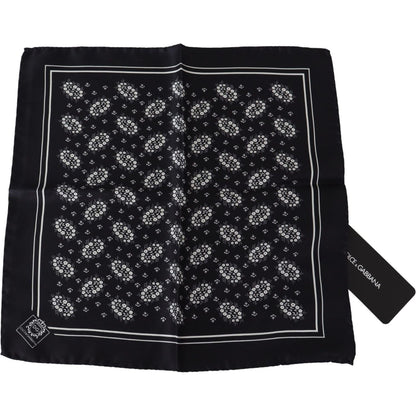 Dolce & Gabbana Black Patterned Square Scarf Silk Handkerchief Dolce & Gabbana