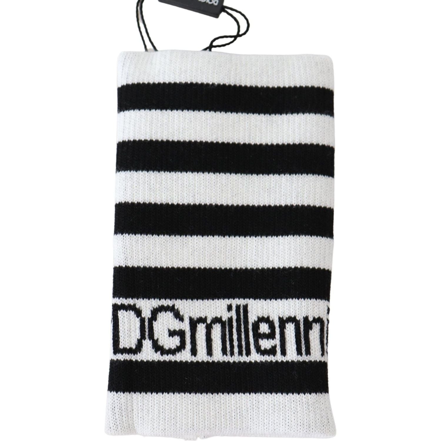 Dolce & Gabbana Black White Wool DGMillennials Wristband Wrap