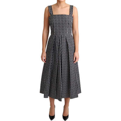 Dolce & Gabbana Black White Pattern Cotton A-Line Dress
