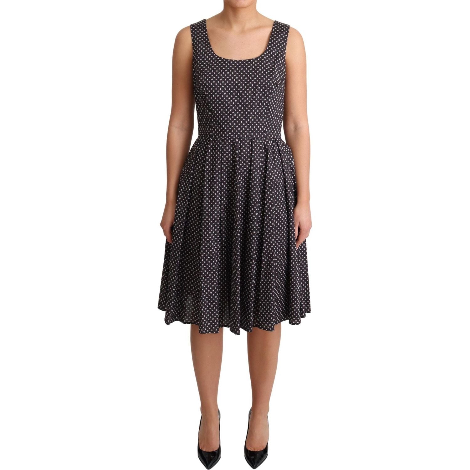 Dolce & Gabbana Black Floral Cotton A-Line Stretch Dress