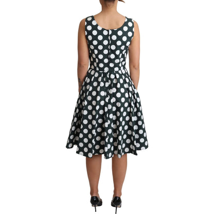 Dolce & Gabbana Green Polka Dotted Cotton A-Line Dress