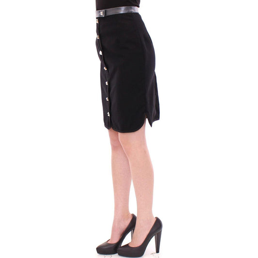 Corrado De Biase Elegant Black Wool-Cotton Blend Skirt Corrado De Biase