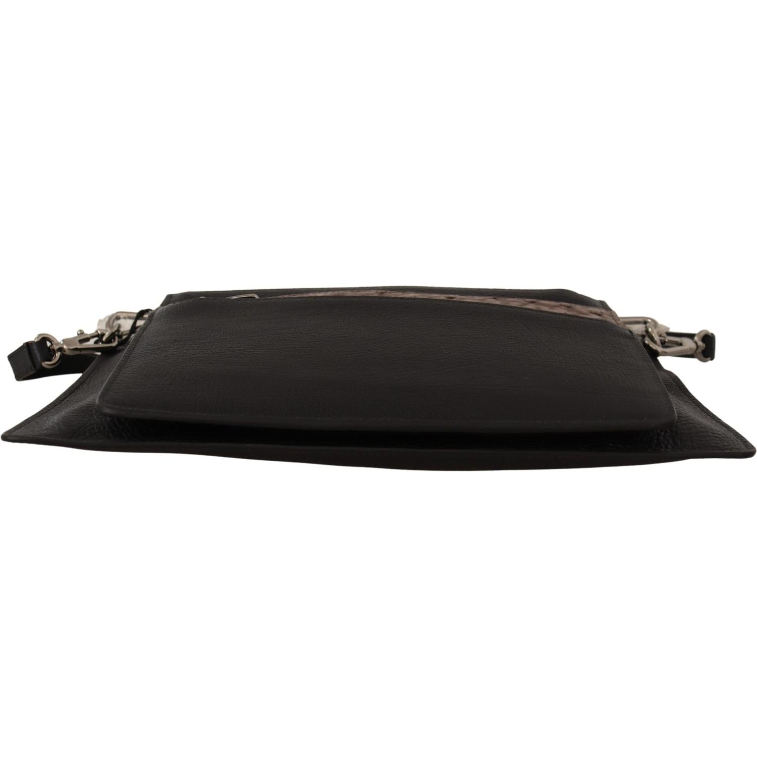 Dolce & Gabbana Black Exotic Leather Shoulder Sling Alta Sartoria Bag