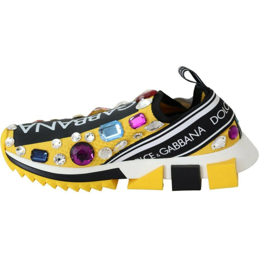 Dolce & Gabbana Embellished Yellow Sorrento Sneakers Dolce & Gabbana