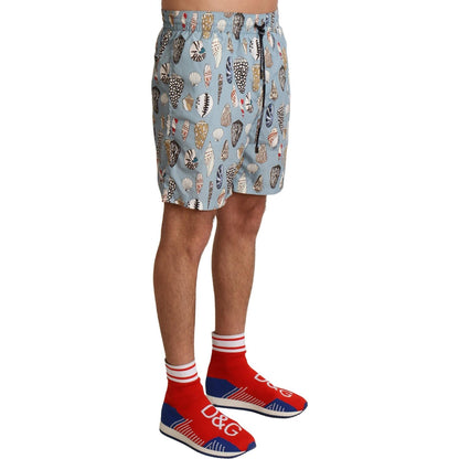 Dolce & Gabbana Blue Seashell Beachwear Swimwear Shorts