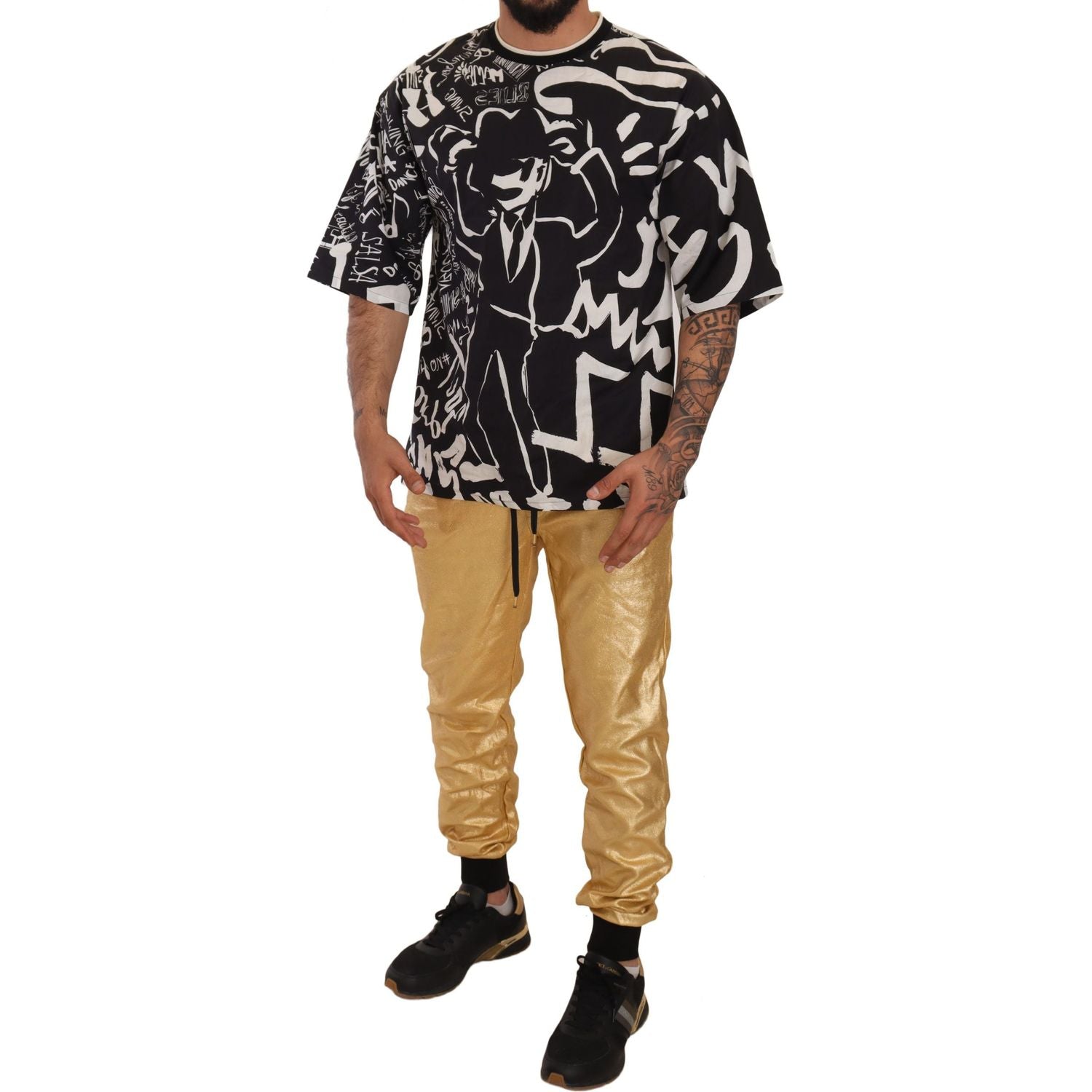 Dolce & Gabbana Gold Pig Of The Year Cotton Trousers Pants