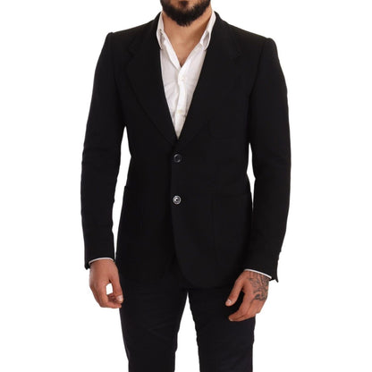Dolce & Gabbana Black Cotton Slim Fit Coat Jacket Blazer