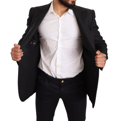 Dolce & Gabbana Black Linen Slim Fit Coat Jacket Blazer