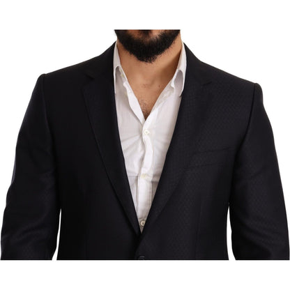 Dolce & Gabbana Blue Pattern MARTINI SLIM FIT 2 Piece Suit