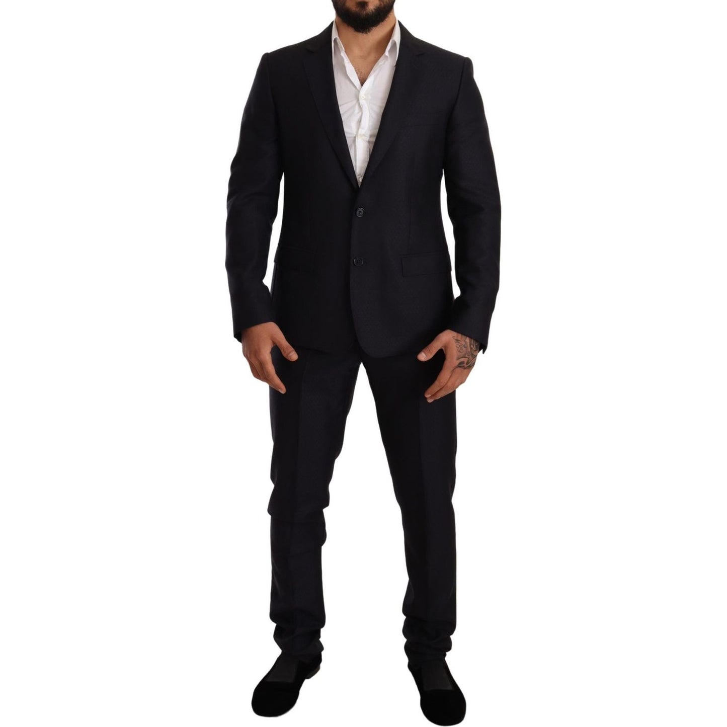 Dolce & Gabbana Blue Pattern MARTINI SLIM FIT 2 Piece Suit