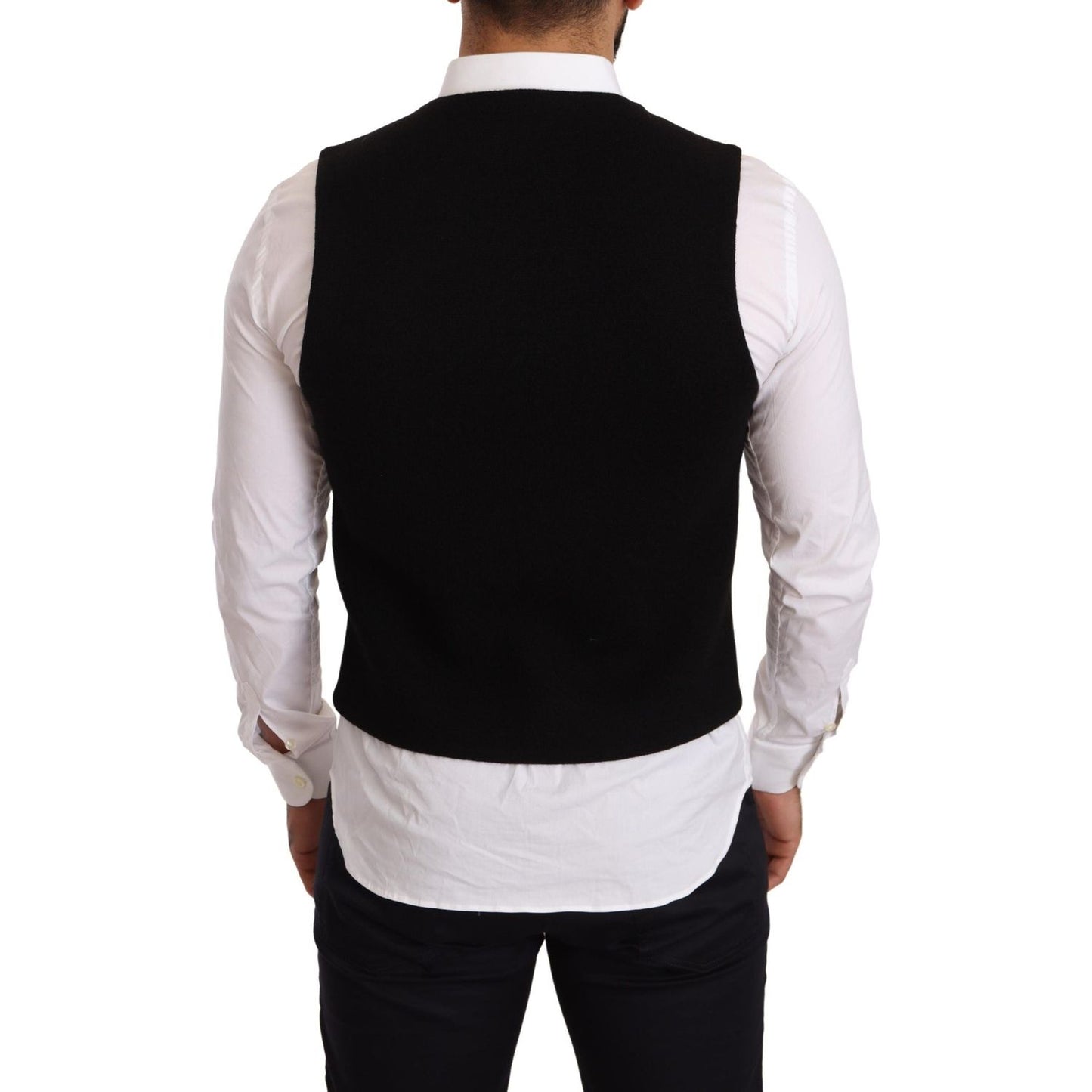 Dolce & Gabbana Black Cotton Single Breasted Waistcoat Dolce & Gabbana