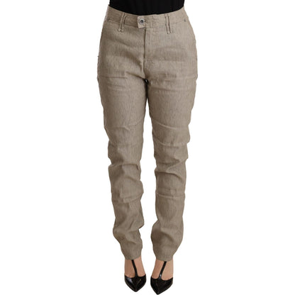 CYCLE Beige Mid Waist Casual Baggy Stretch Trouser WOMAN TROUSERS