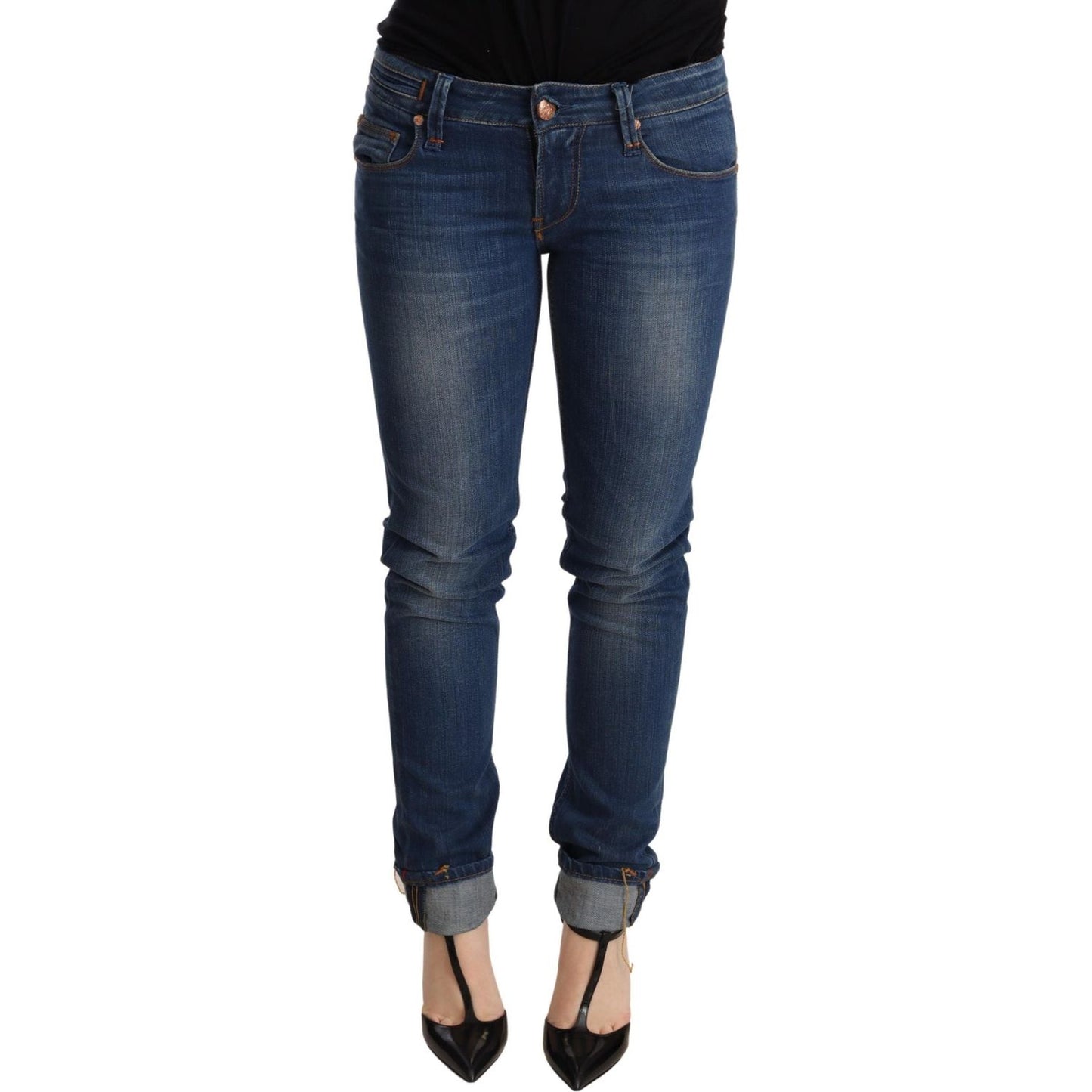 Acht Chic Blue Washed Push-Up Skinny Jeans Jeans & Pants Acht