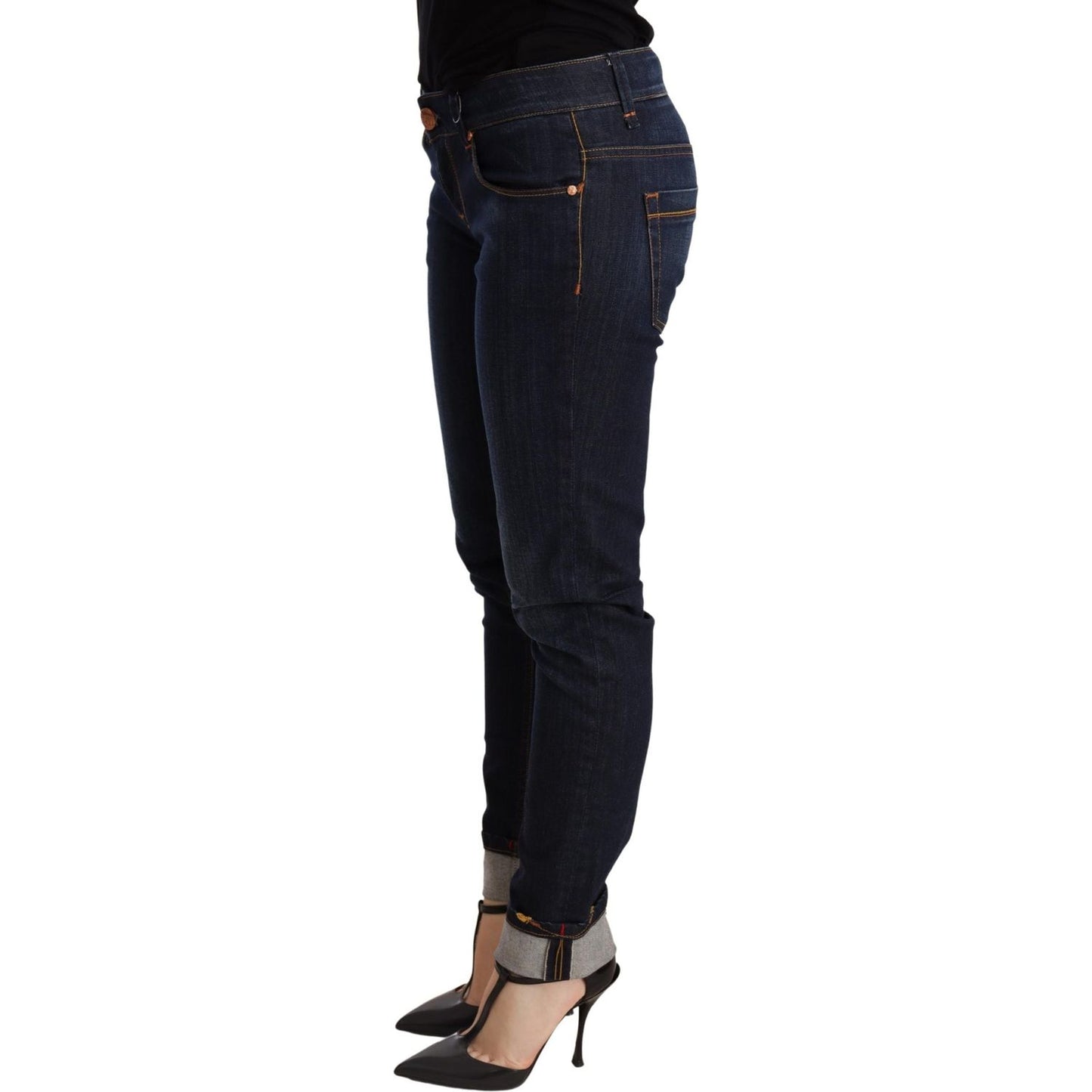 Acht Chic Dark Blue Skinny Jeans WOMAN TROUSERS Acht