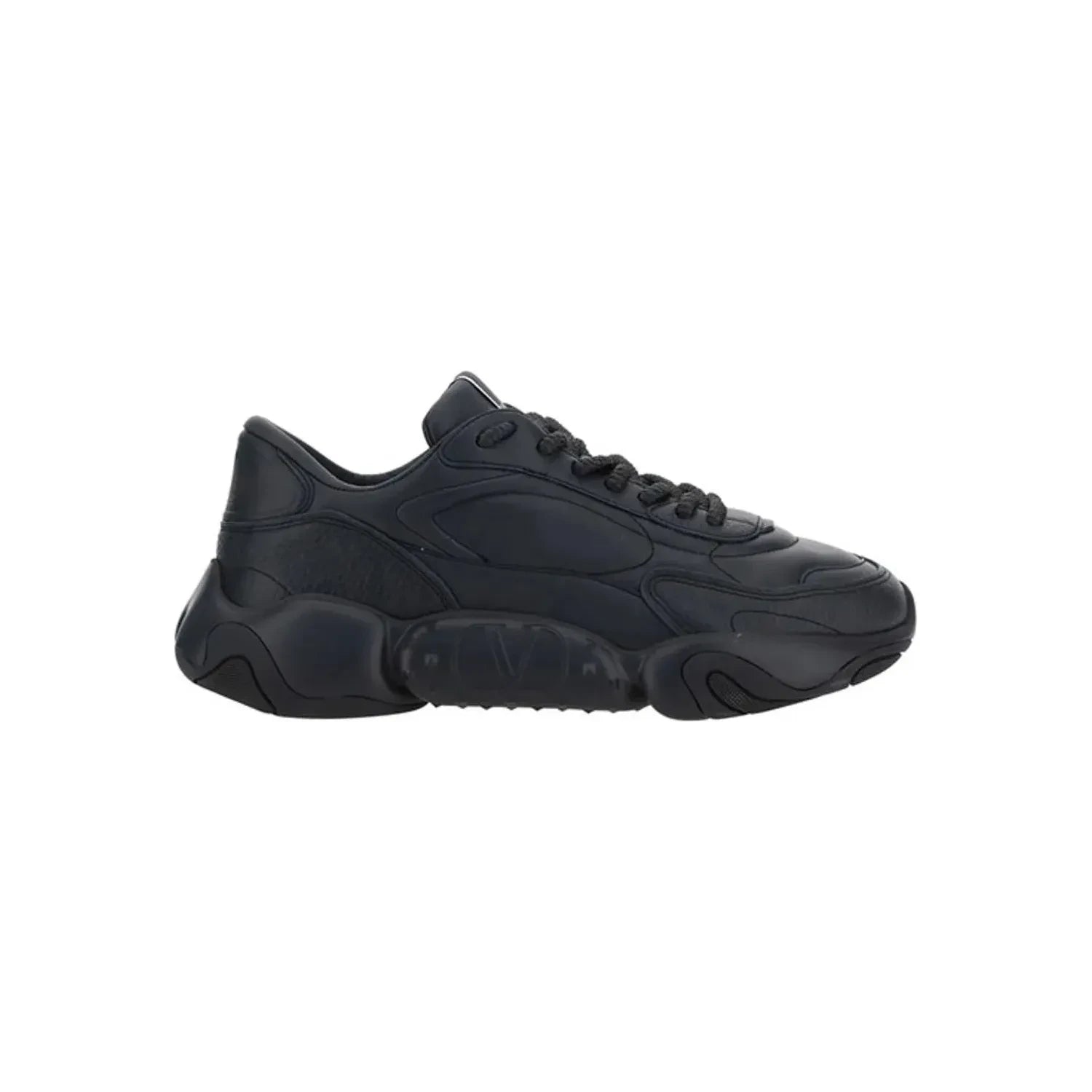 Valentino Black Calf Leather Garavani Sneakers