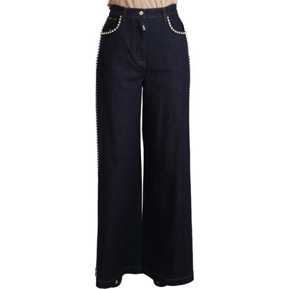Dolce & Gabbana Dark Blue Crystal Embellished Flare Jeans