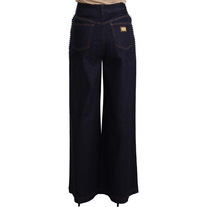 Dolce & Gabbana Dark Blue Crystal Embellished Flare Jeans