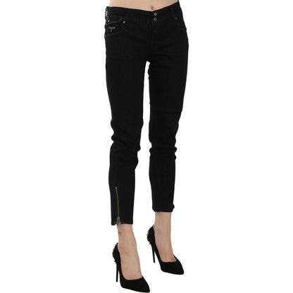 John Galliano Black Mid Waist Cropped Cut Hem Denim Casual Pants John Galliano