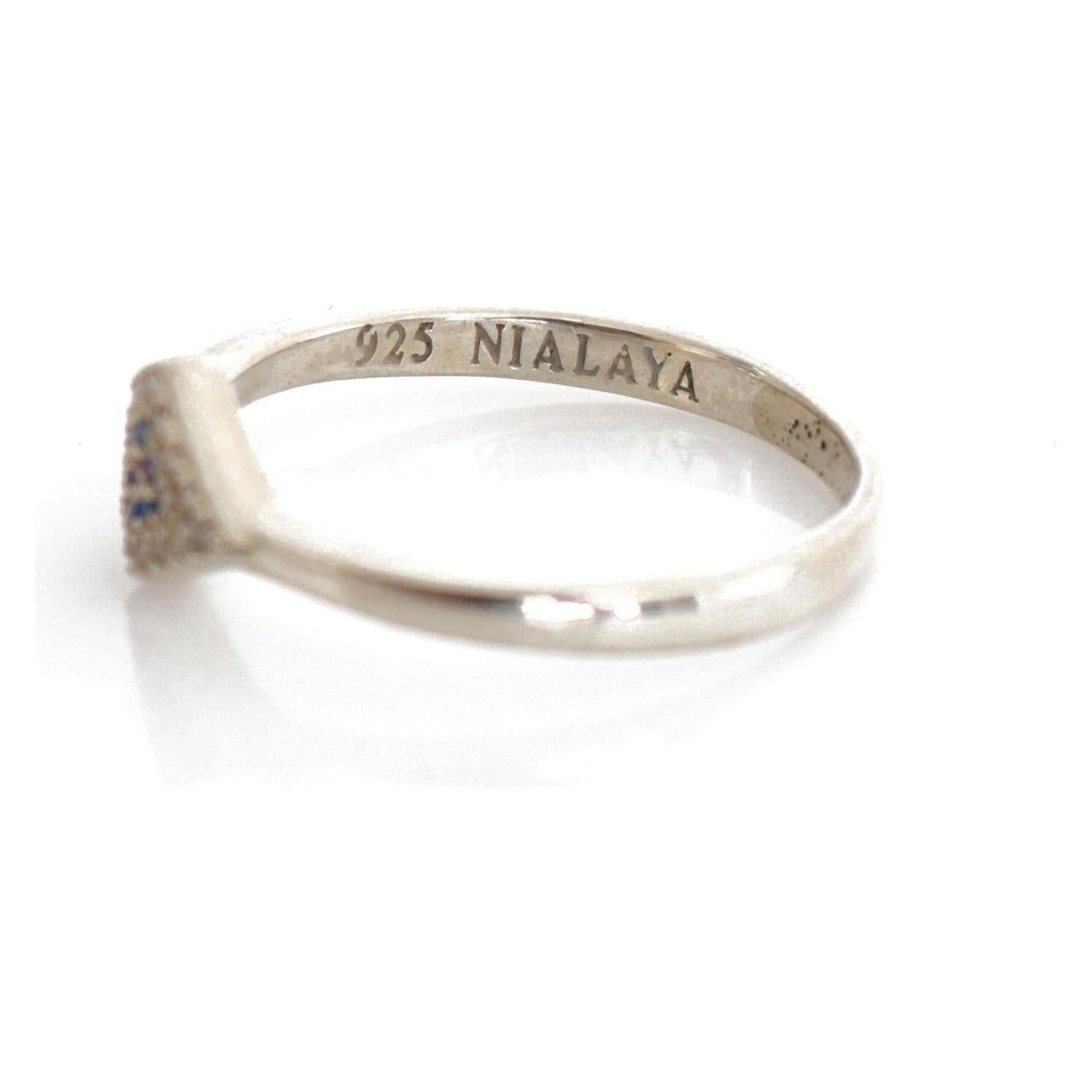 Nialaya Blue Red CZ 925 Silver Womens Clear Ring
