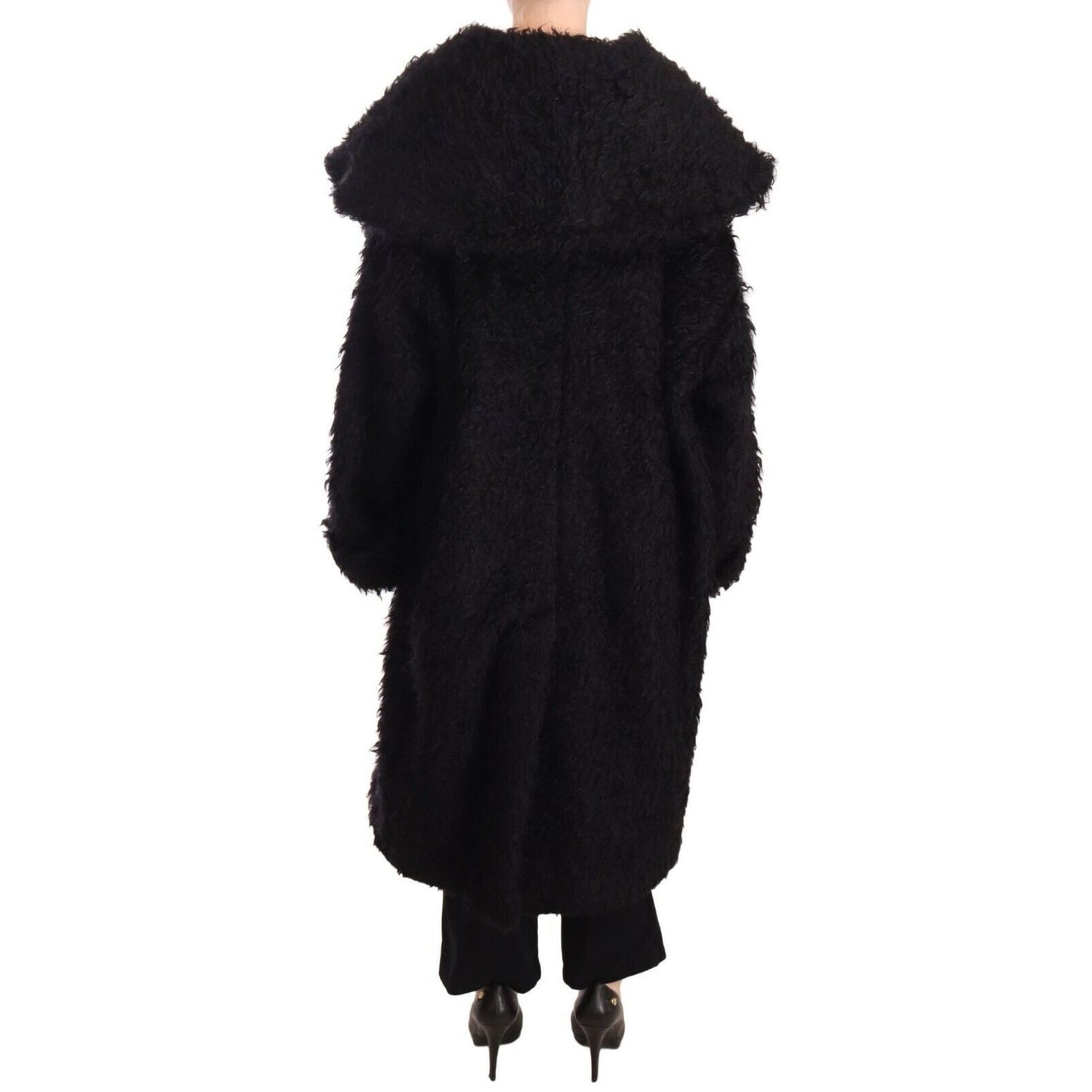 Dolce & Gabbana Black Mohair Fur Cape Trench Coat Jacket 16% Nylon,1728,18% Wool,67345645728,Black,Clothing,Dolce & Gabbana,IT40 | M,Jackets & Coats - Clothing,Jackets & Coats - Women - Clothing,Material: 66% Mohair,New with tags,Trench Coats - Jackets &