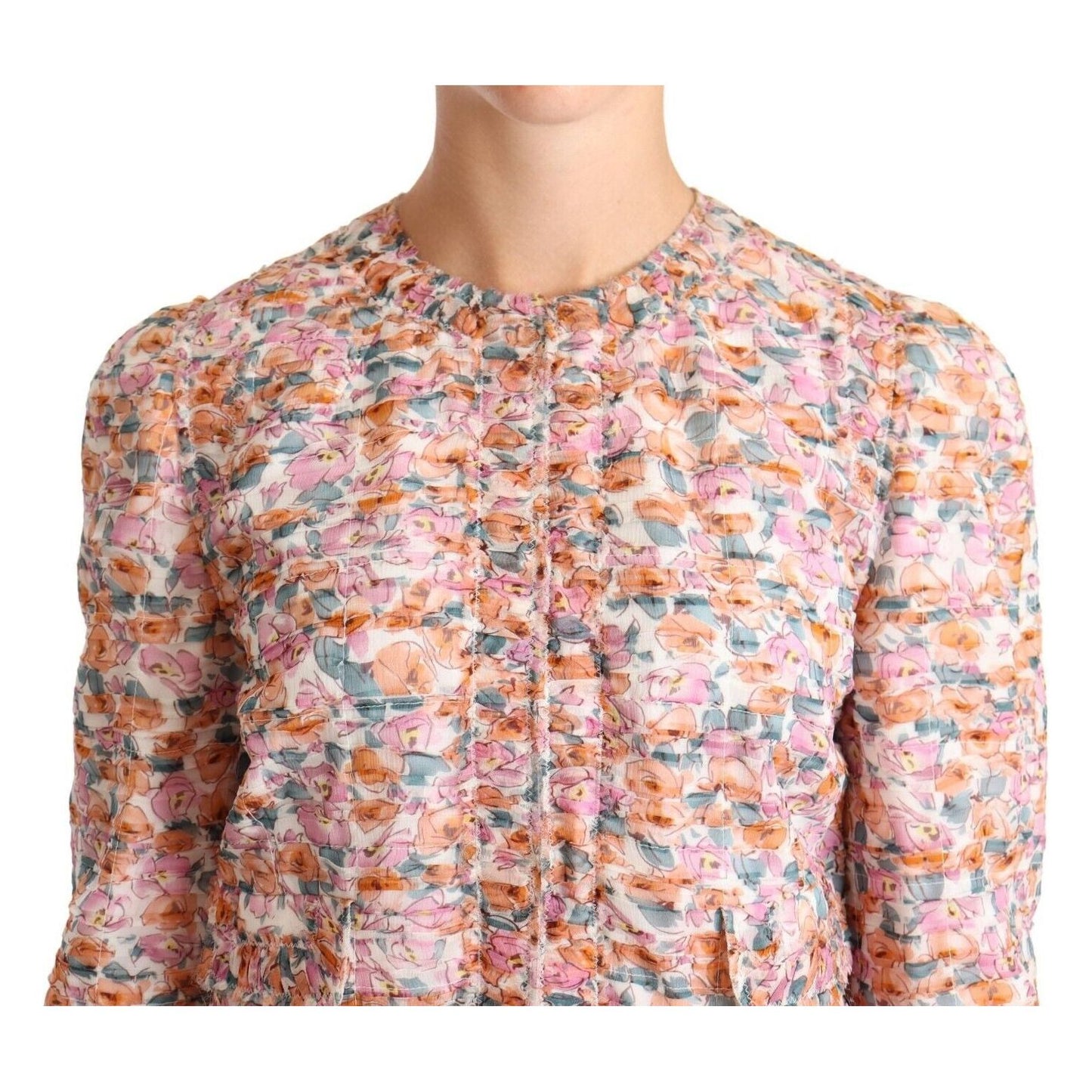 Dolce & Gabbana Multicolor Floral Print Silk Trench Coat Jacket 1728,67345645728,Clothing,Dolce & Gabbana,IT40 | M,Jackets & Coats - Clothing,Jackets & Coats - Women - Clothing,Material: 100% Silk,Multicolor,New with tags,Trench Coats - Jackets & Coats -