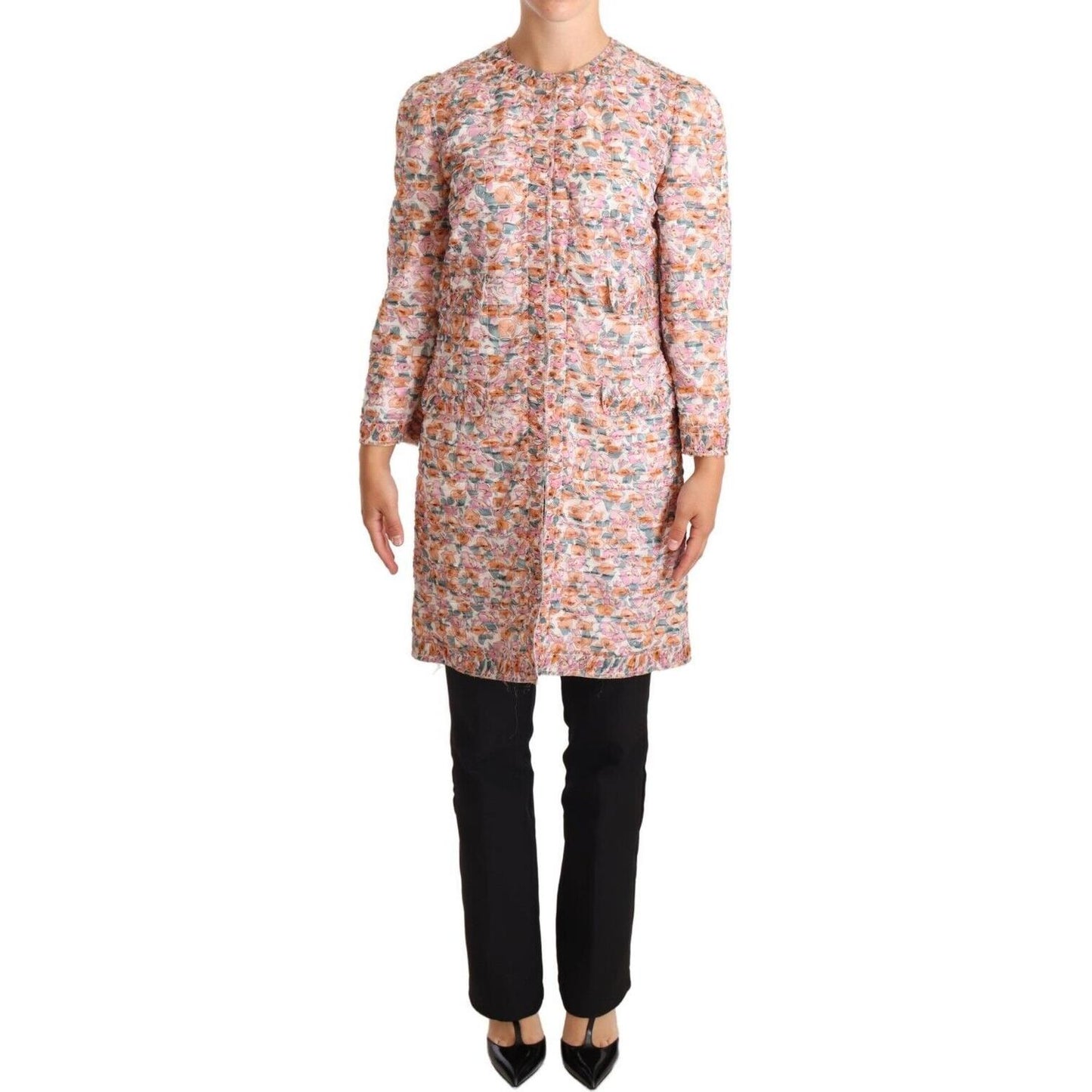 Dolce & Gabbana Multicolor Floral Print Silk Trench Coat Jacket 1728,67345645728,Clothing,Dolce & Gabbana,IT40 | M,Jackets & Coats - Clothing,Jackets & Coats - Women - Clothing,Material: 100% Silk,Multicolor,New with tags,Trench Coats - Jackets & Coats -