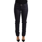 Ermanno Scervino Chic Dark Blue Low Waist Skinny Jeans Jeans & Pants Ermanno Scervino Black
