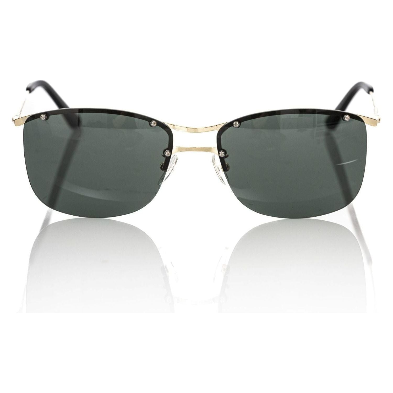 Frankie Morello Black Metallic Fibre Men Sunglasses