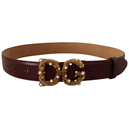 Dolce & Gabbana Elegant Bordeaux Leather Amore Belt Dolce & Gabbana