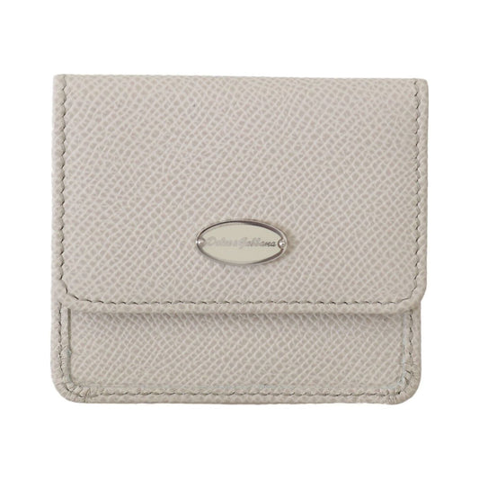 Dolce & Gabbana White Dauphine Leather Holder Pocket Wallet Condom Case