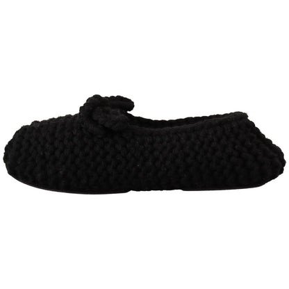 Dolce & Gabbana Black Slip On Ballerina Flats Wool Knit Shoes