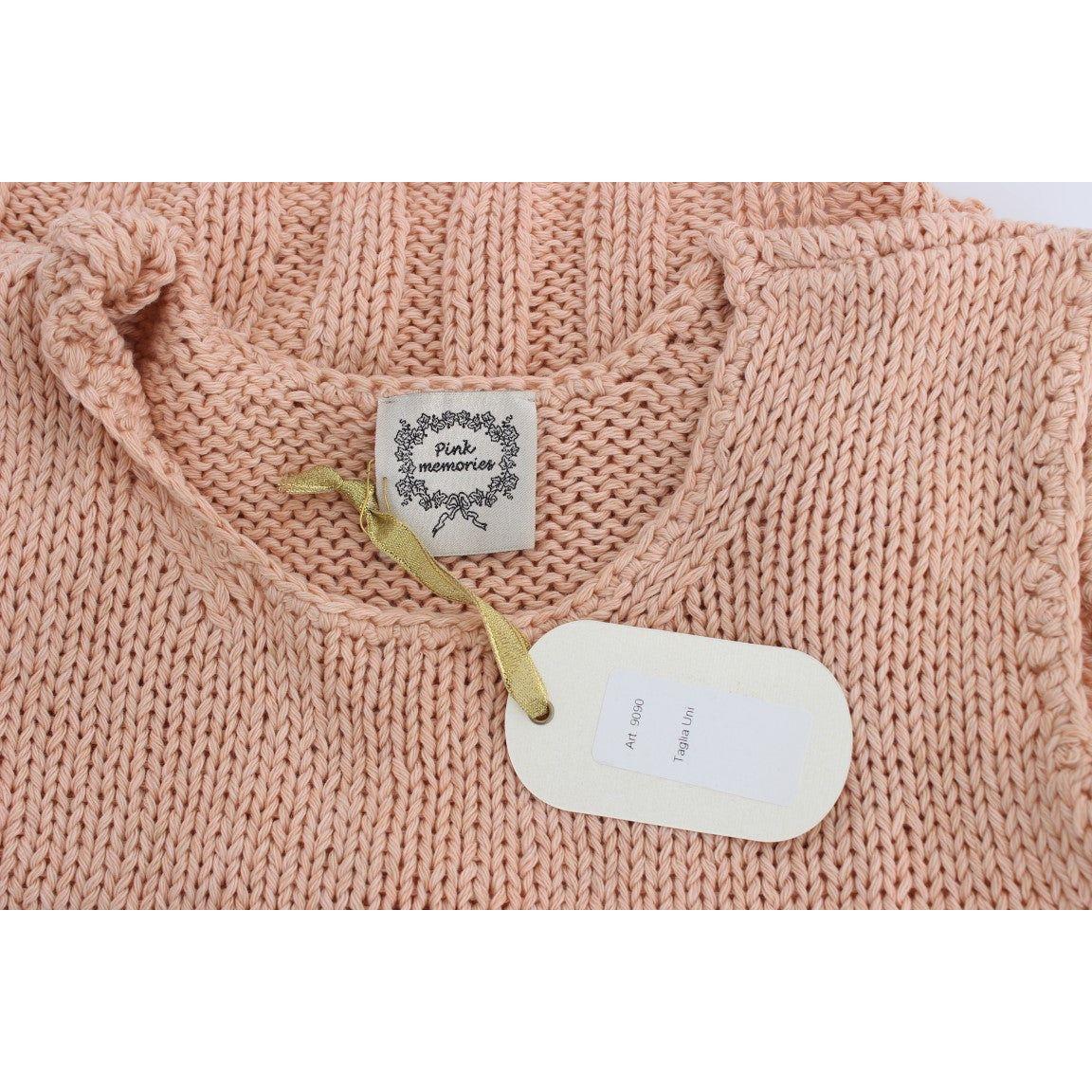 PINK MEMORIES Pink Cotton Blend Knitted Sleeveless Sweater