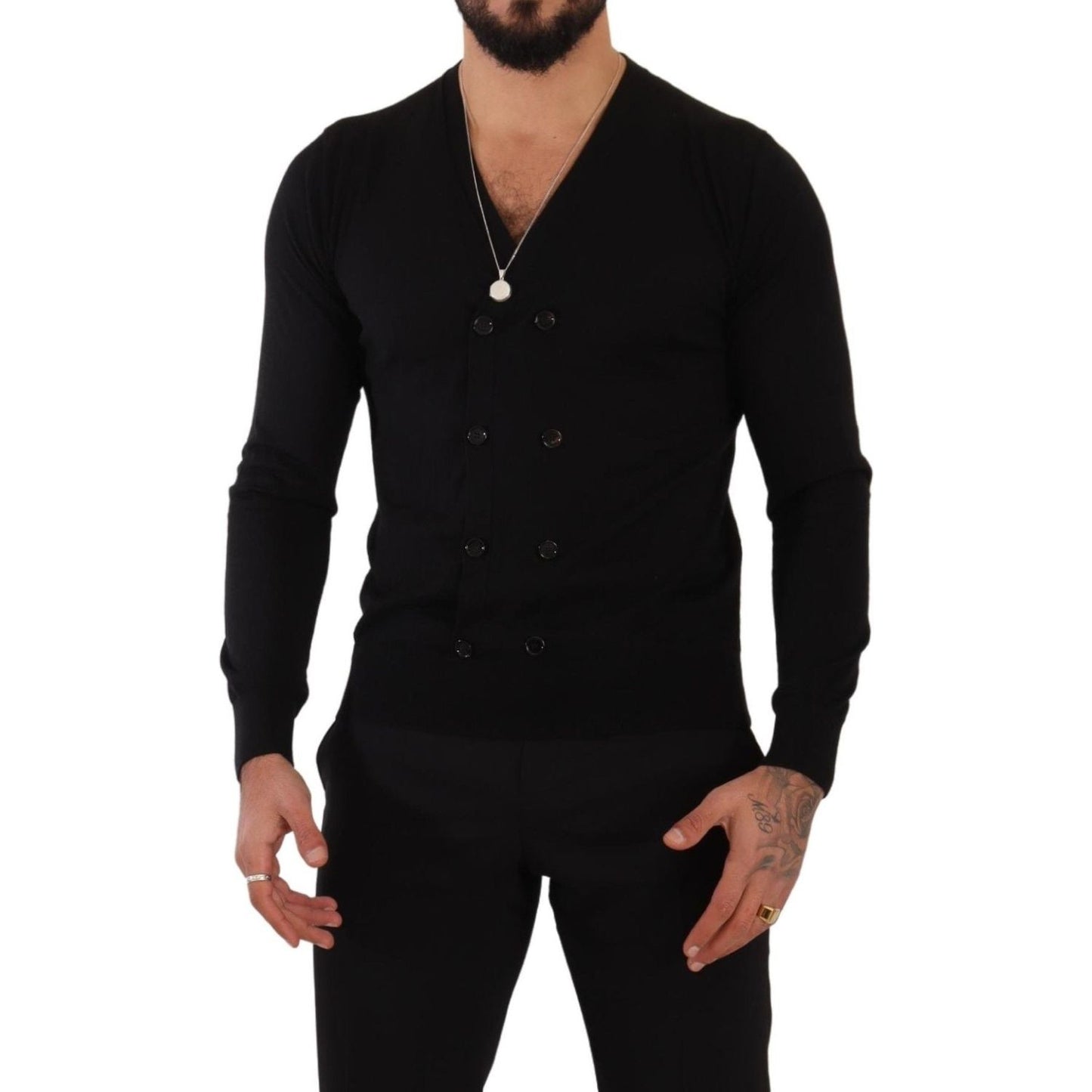 Dolce & Gabbana Black Cashmere Button Down Cardigan Sweater