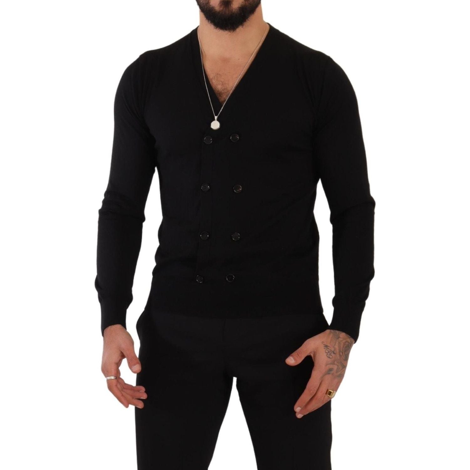 Dolce & Gabbana Black Cashmere Button Down Cardigan Sweater