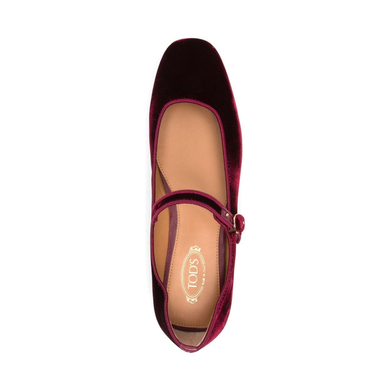 Tod's Velvet Ballet Flat shoes Bordeaux Flat Shoes Tod'S