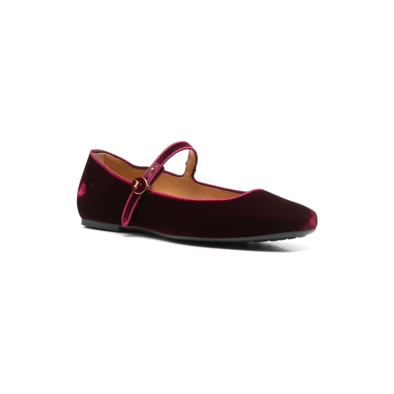 Tod's Velvet Ballet Flat shoes Bordeaux Flat Shoes Tod'S