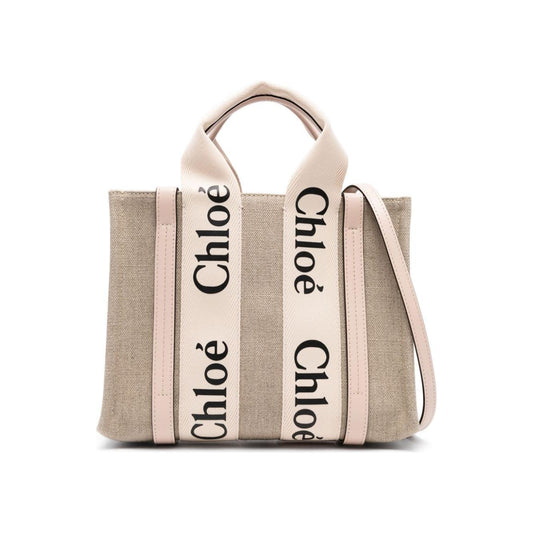 Chloè beige linen leather trim Tote Bag Shopper Chloè