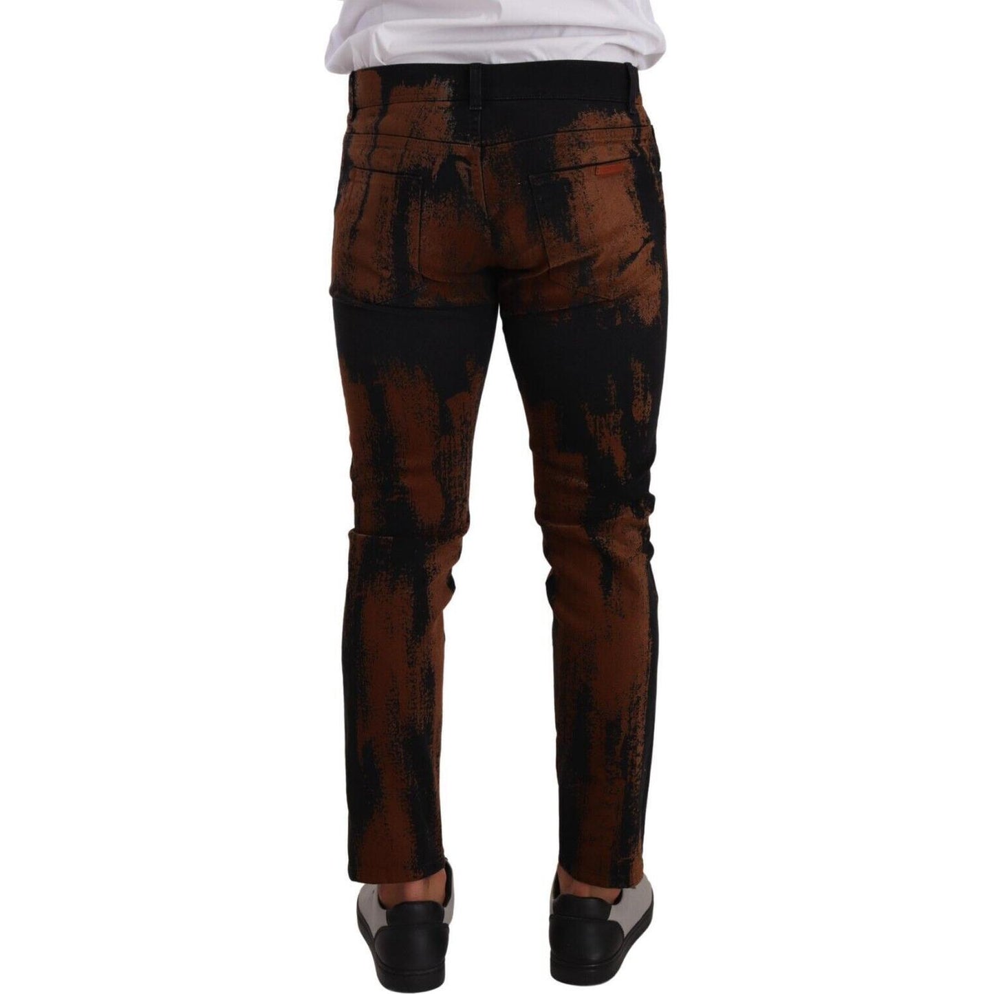 Dolce & Gabbana Black Brown Tie Dye Cotton Skinny Denim Jeans