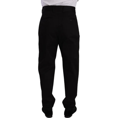 Dolce & Gabbana Black Cotton High Waist Men Trouser Dress Pants Dolce & Gabbana