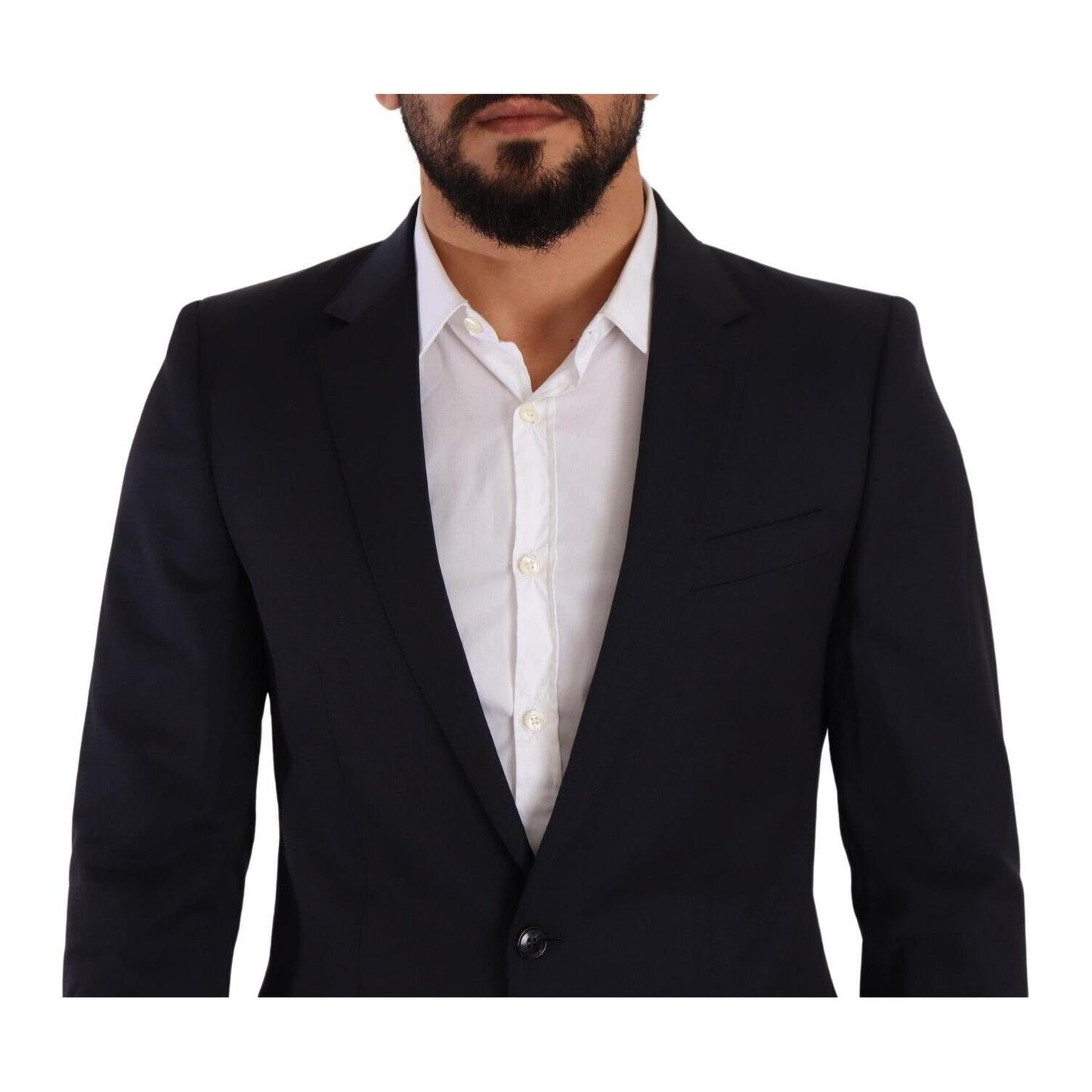 Dolce & Gabbana Dark Blue Single Breasted Coat MARTINI Blazer Dolce & Gabbana