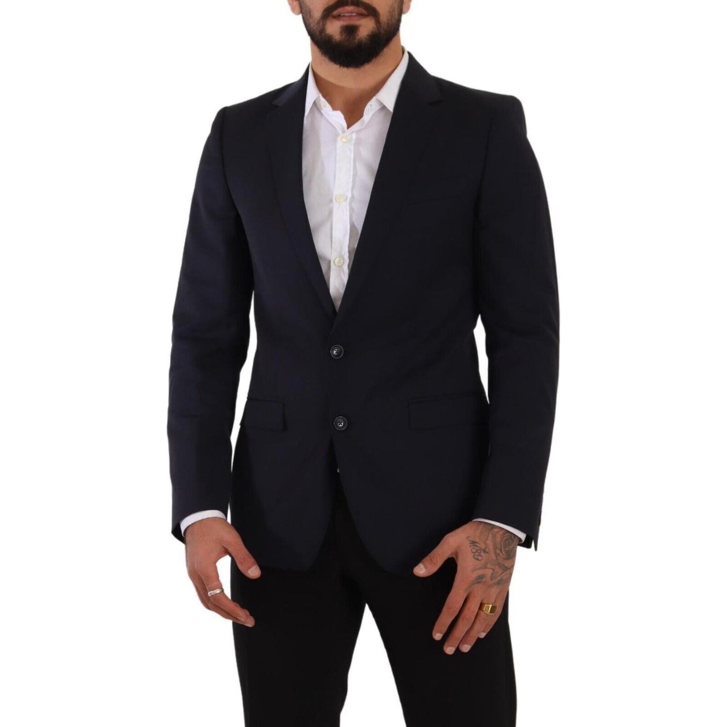 Dolce & Gabbana Dark Blue Single Breasted Coat MARTINI Blazer Dolce & Gabbana