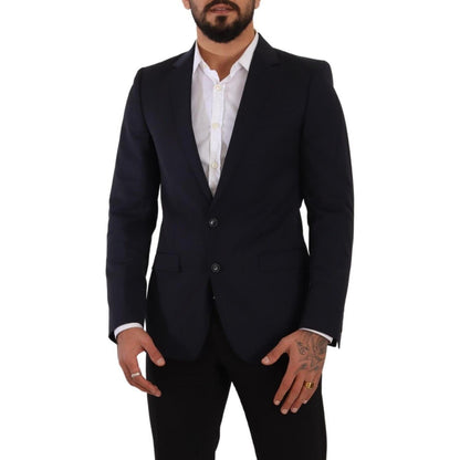 Dolce & Gabbana Dark Blue Single Breasted Coat MARTINI Blazer Dolce & Gabbana