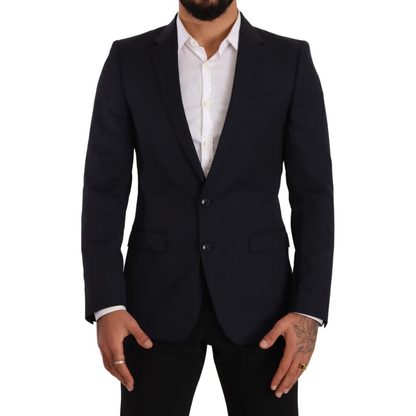 Dolce & Gabbana Dark Blue Single Breasted Coat MARTINI Blazer Dolce & Gabbana