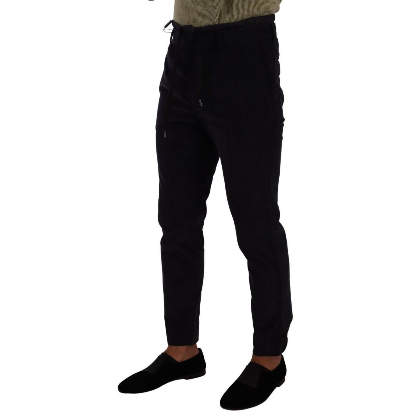 Dolce & Gabbana Blue Cotton Skinny Corduroy Trouser Pants Dolce & Gabbana