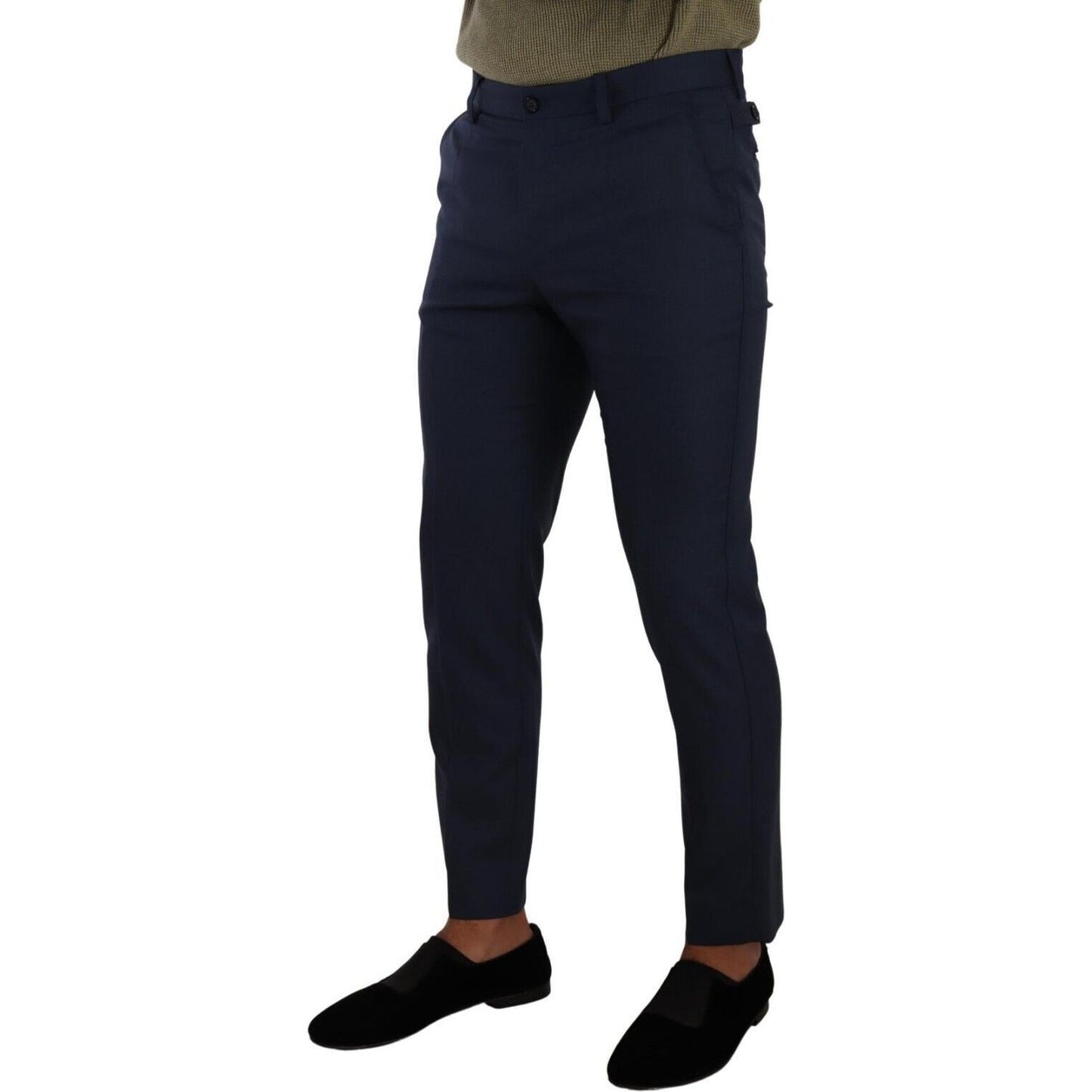 Dolce & Gabbana Dark Blue Wool Skinny Formal Dress Pants Dolce & Gabbana