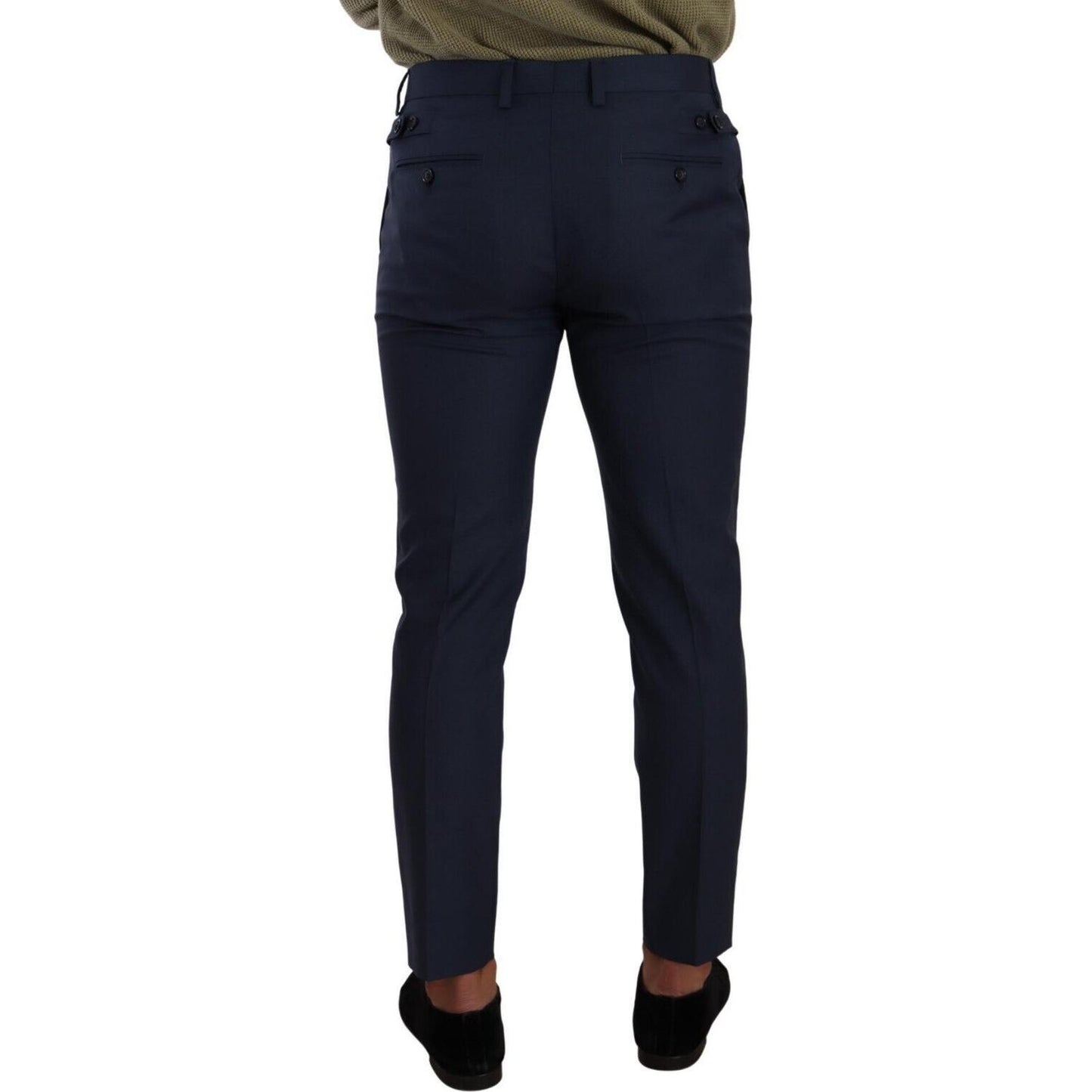 Dolce & Gabbana Dark Blue Wool Skinny Formal Dress Pants Dolce & Gabbana