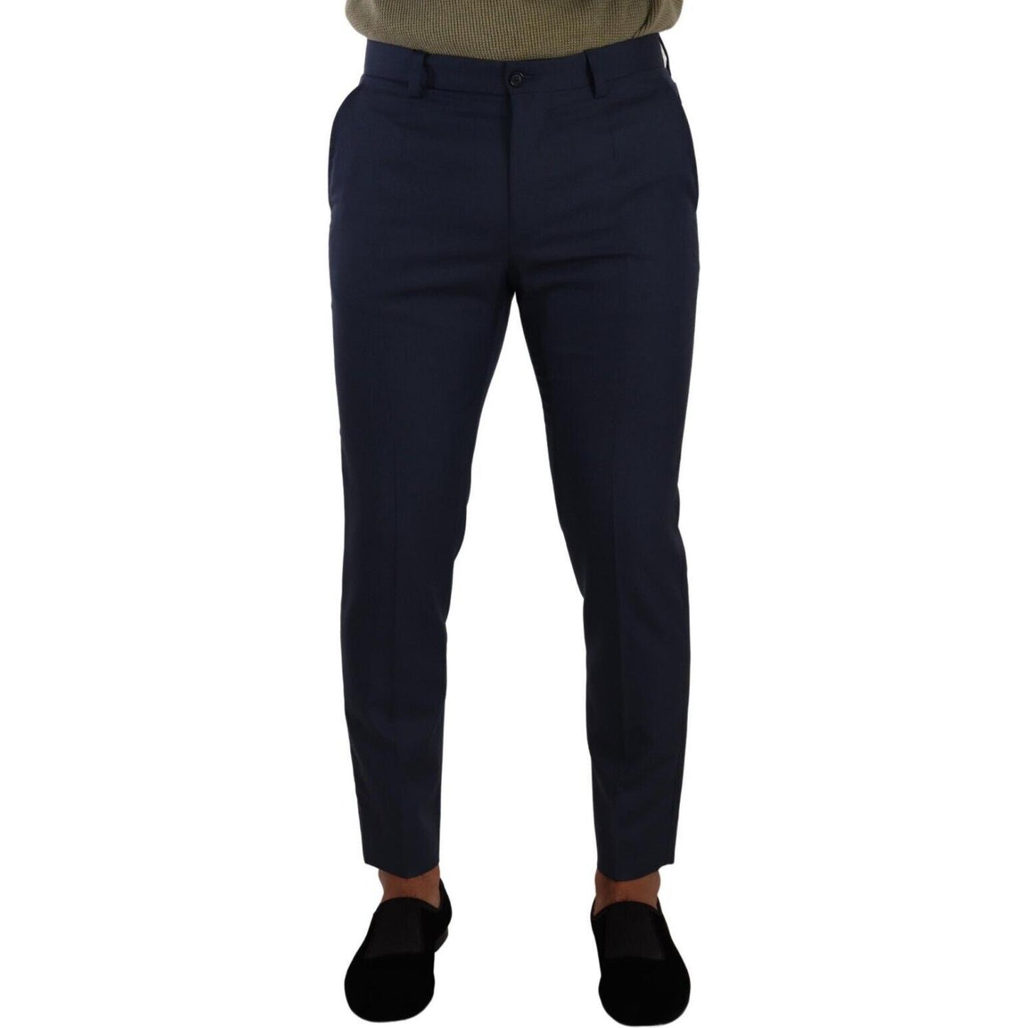 Dolce & Gabbana Dark Blue Wool Skinny Formal Dress Pants Dolce & Gabbana